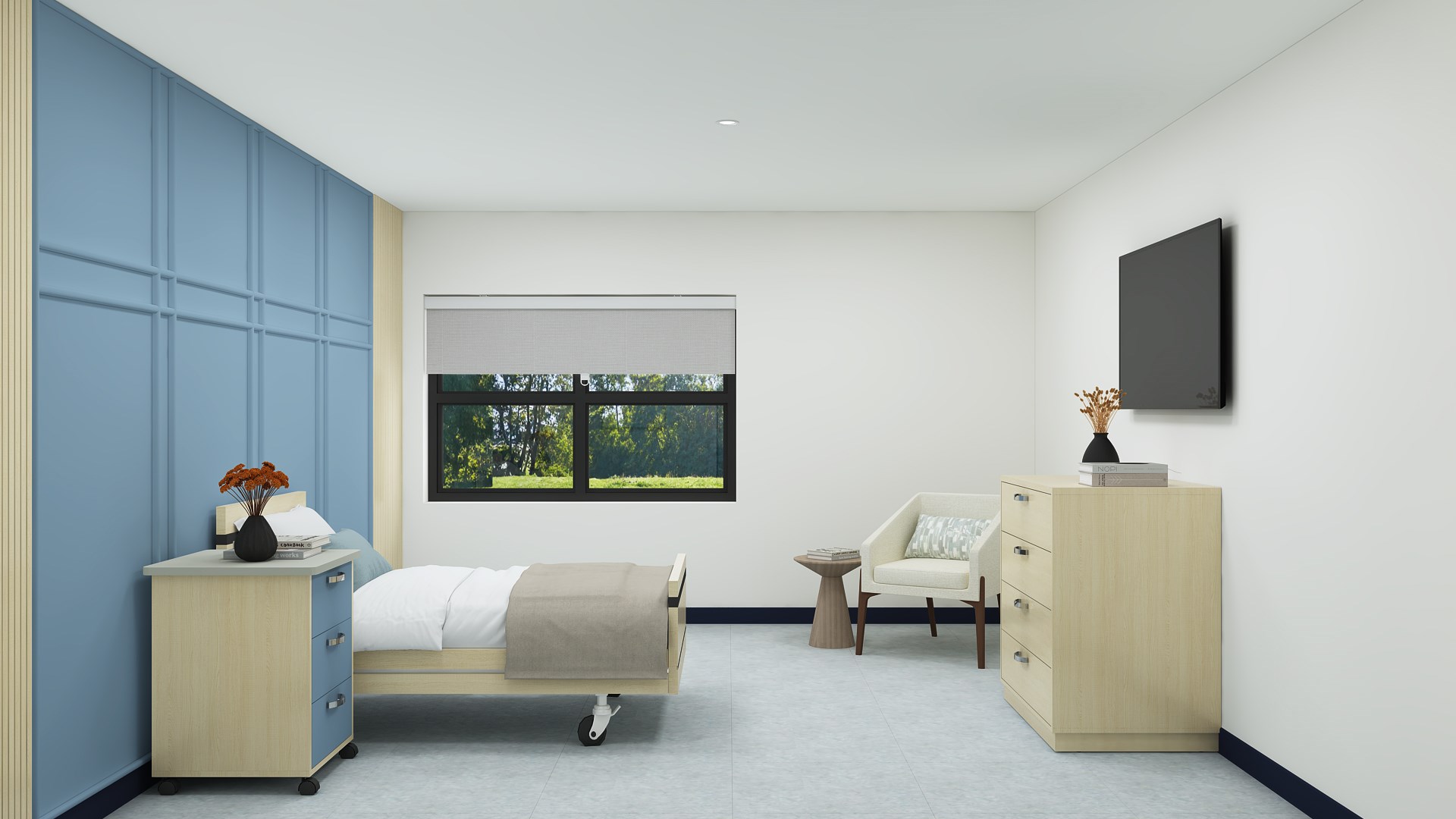 A bright, spacious assisted living suite at Taylor Manor
